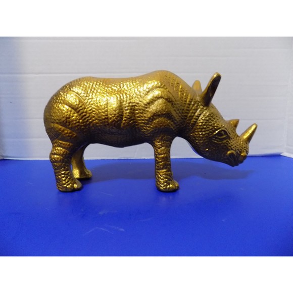 NEW Cast Iron  Rhino Rhinoceros Figurine Statue Made In India - Picture 1 of 6